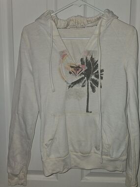 Roxy Cream Hoodie with Palm Tree Graphic